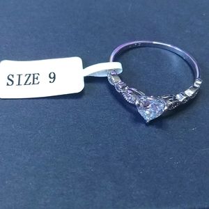 NWT Charmed Aroma Silver 925 Ring Solitaire Faux Diamonds Size 9